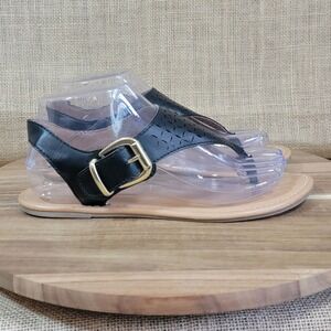 Kelly and Katie Black Thong Sandals Adjustable Buckle Strap Women's Size 7.5